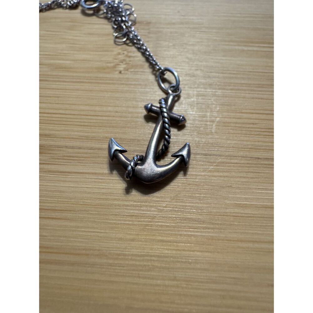 Silver 925  Sterling Anchor Pendant 15" Chain Necklace